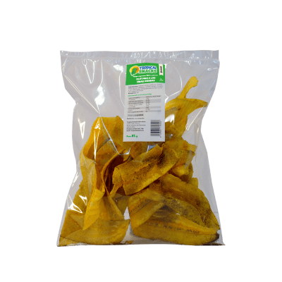 Bolsa de snacks vegetales de plátano finas hierbas
