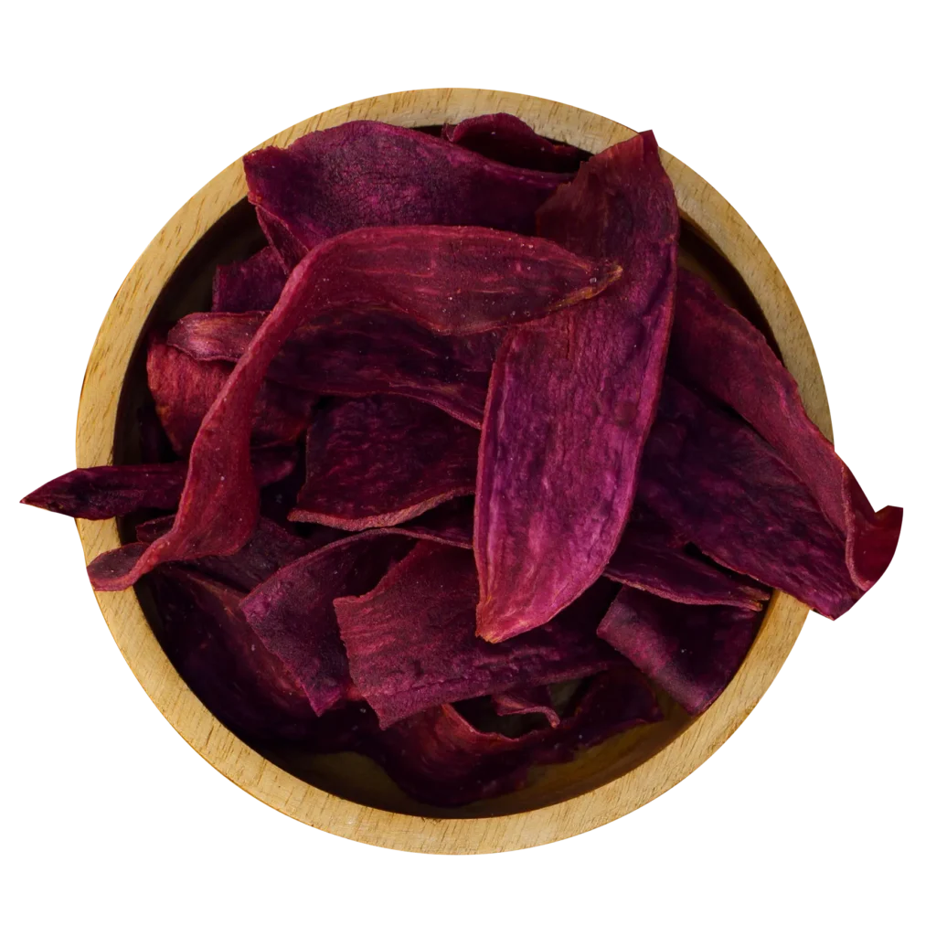 Bowl de snacks vegetales de boniato lila