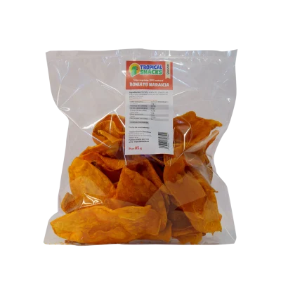 Bolsa de snacks vegetales de boniato naranja