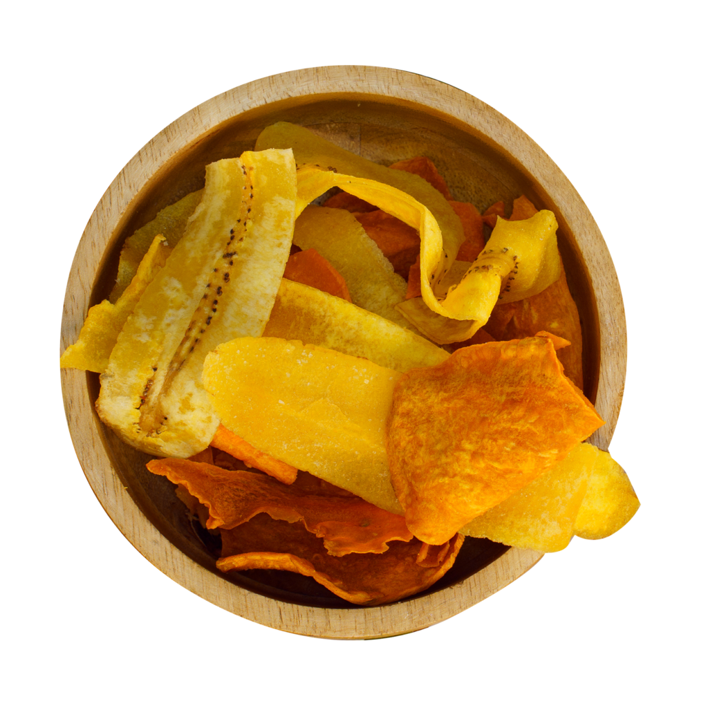 Bowl de snack de plátano, yuca y boniato