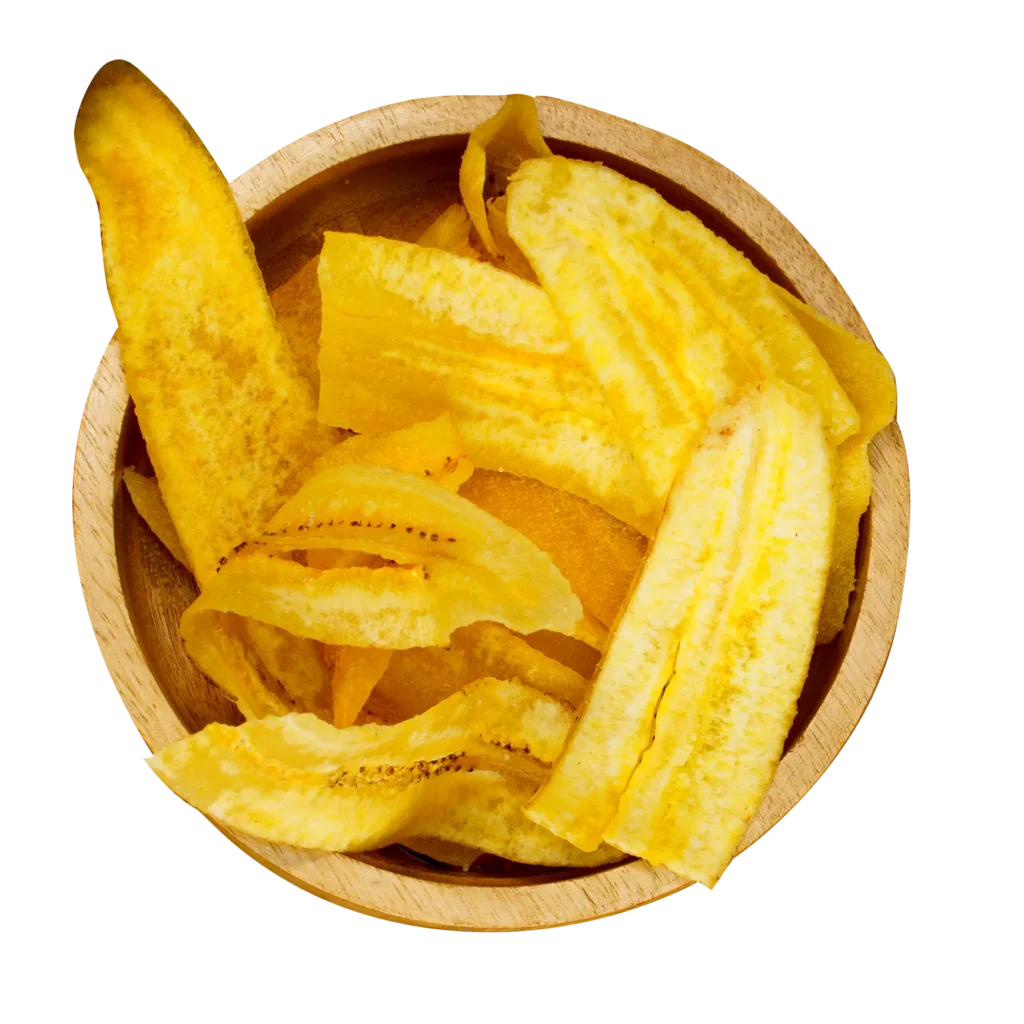 Bowl de snacks vegetales de plátano con sal